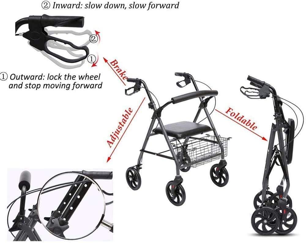 Elderly Walker Aluminiowy czterokołowy chodzik do chodzenia i kosz na zakupy Comfortable anniversary