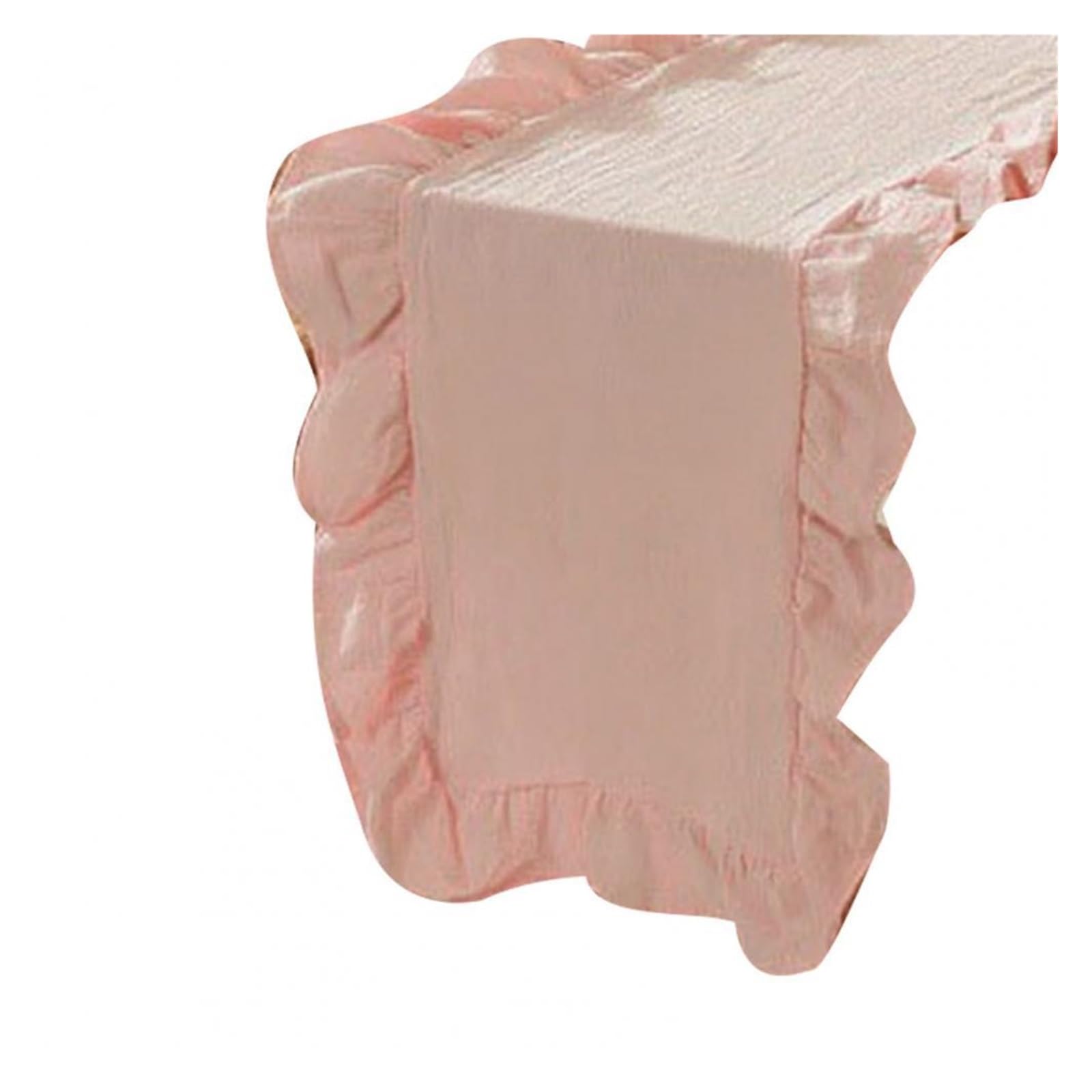 Ruffle Table Runner Rustic Table Runner with Scalloped Edge Farmhouse Cotton Flounces Washable Wedding Party for Dining(Pink,35*180cm)