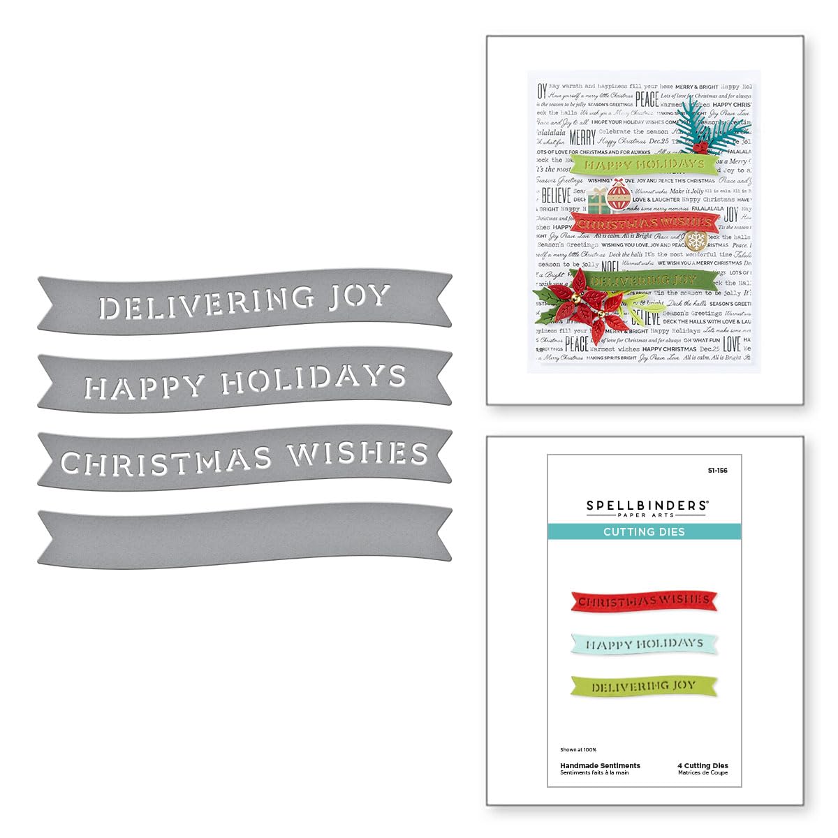 Troqueles Grabados Spellbinders - Colección Sealed For Christmas, Frases Navideñas Para Manualidades