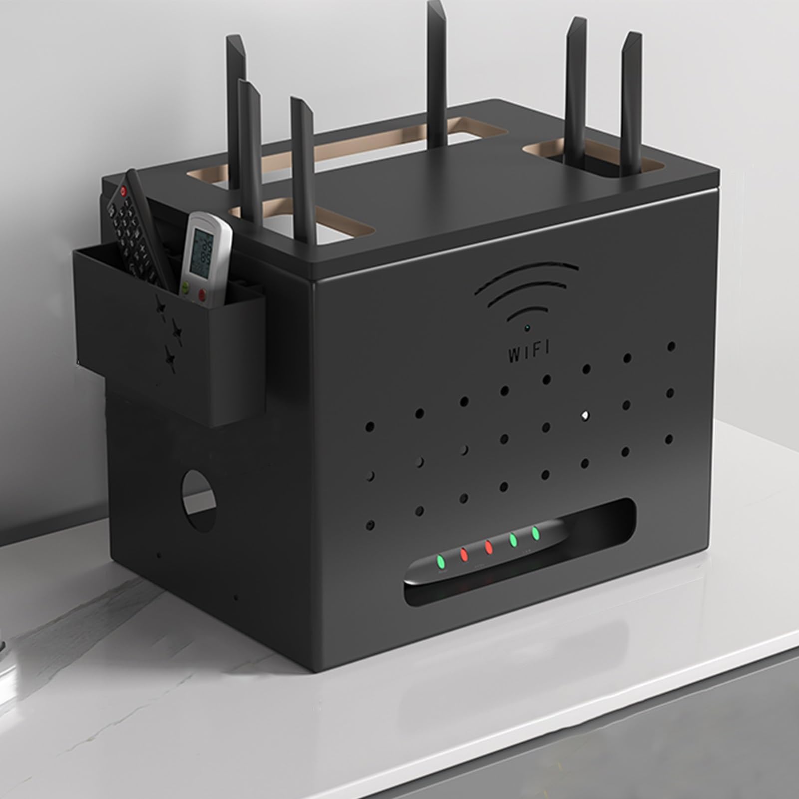 Caja oculta WiFi con lados invisibles y ahuecados para almacenamiento de routers domésticos