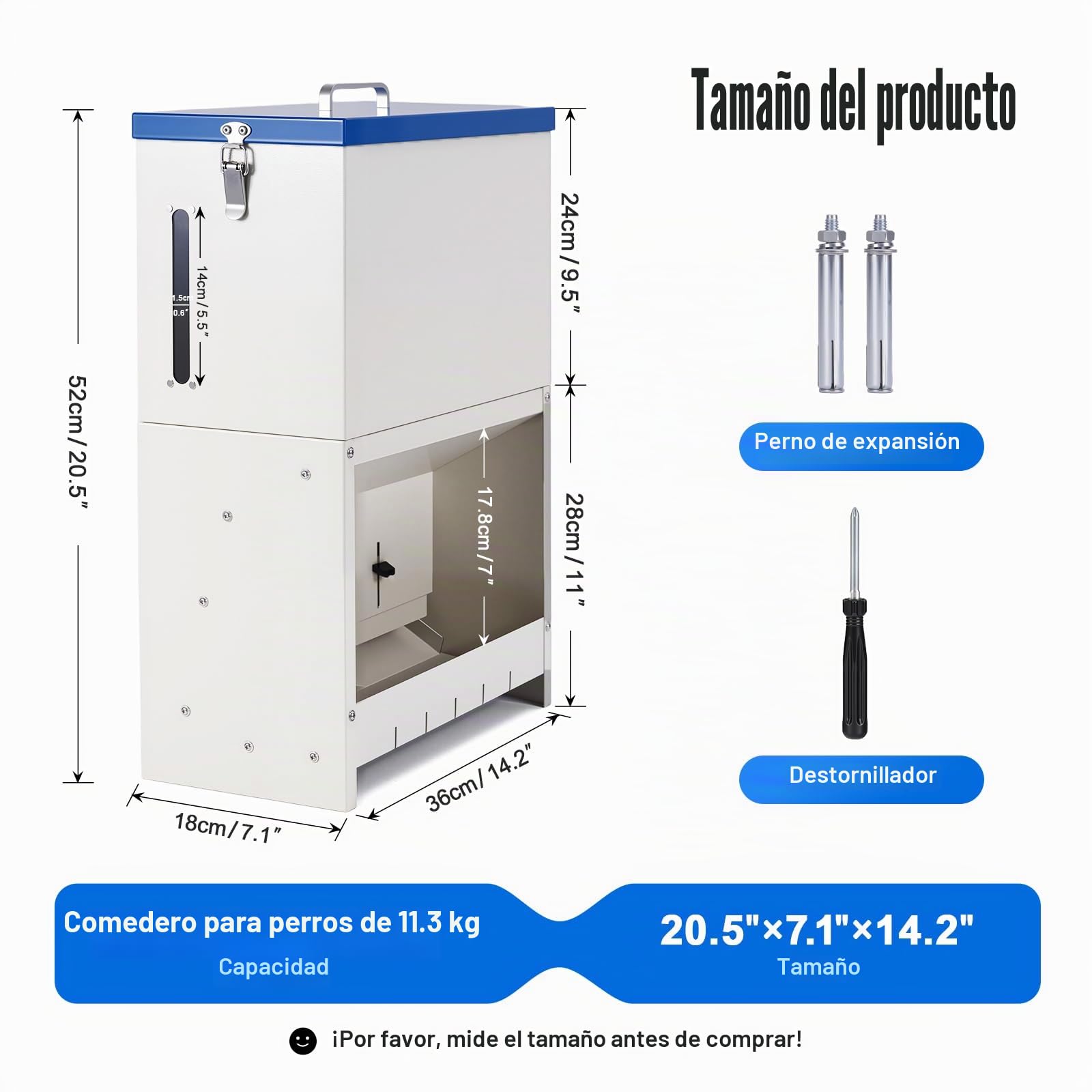Comedero Automático para Perros, Alimentador de Metal Galvanizado para Interiores y Exteriores, Dispensador Automático de Gravedad de 25 Lbs, Adecuado para Perros Pequeños, Medianos y Grandes