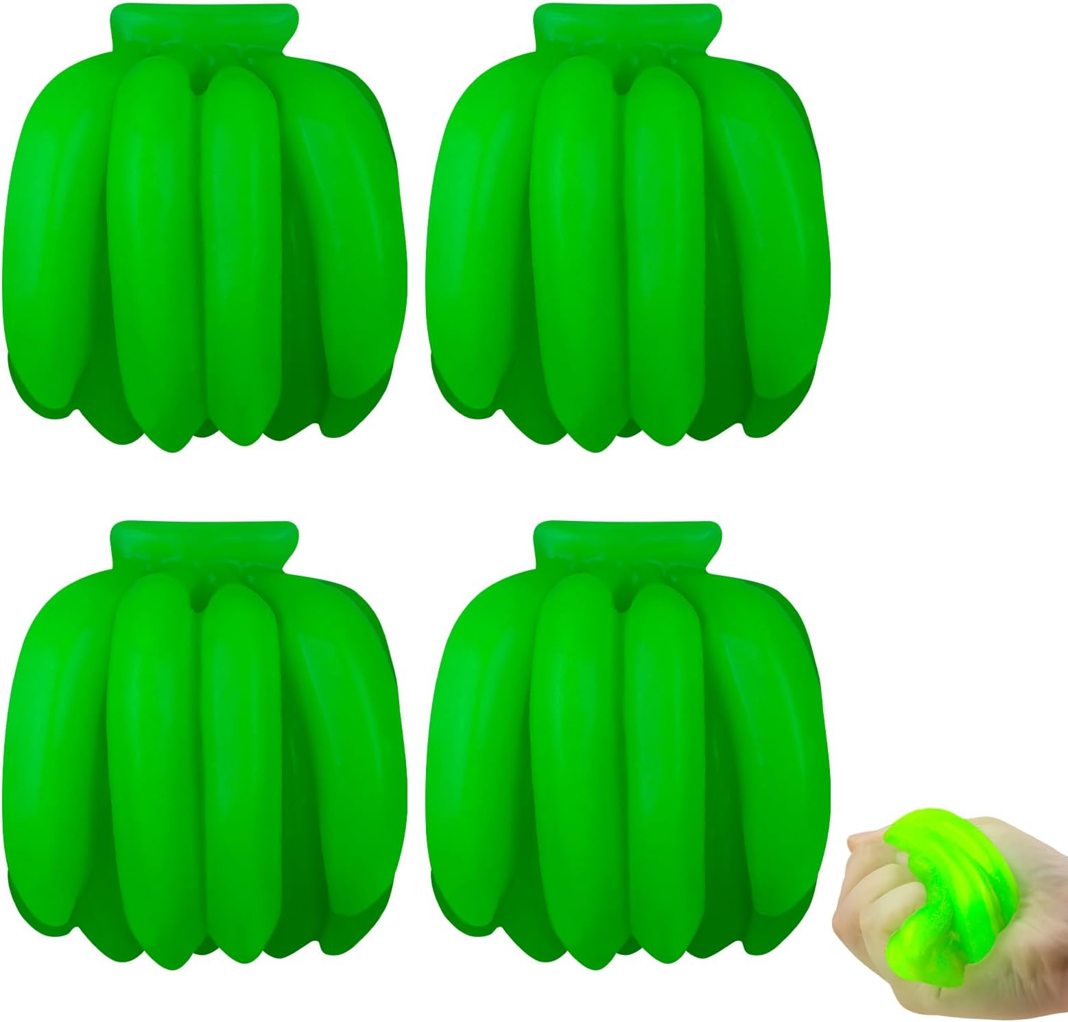 Anboor4 Pieces Banana Squishies Toy Color Changing Stress Toy with Squeeze Banana Simulated Fidget Sensory Toy for Kids and Adults Award for Class Party Favors