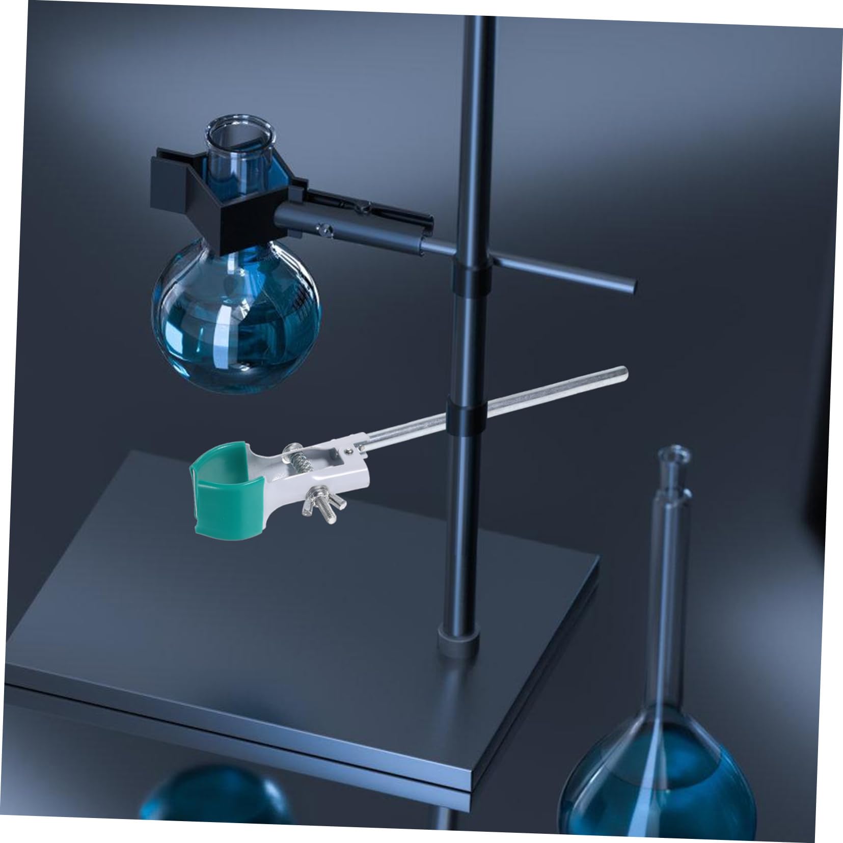 Zerodeko Morsetti per Laboratorio 3pezzi in Acciaio al Carbonio e Pvc Nero, Forma a Dito, Fissaggio Sicuro per Beaker e Flask, per Esperimenti Didattici e Laboratori Industriali