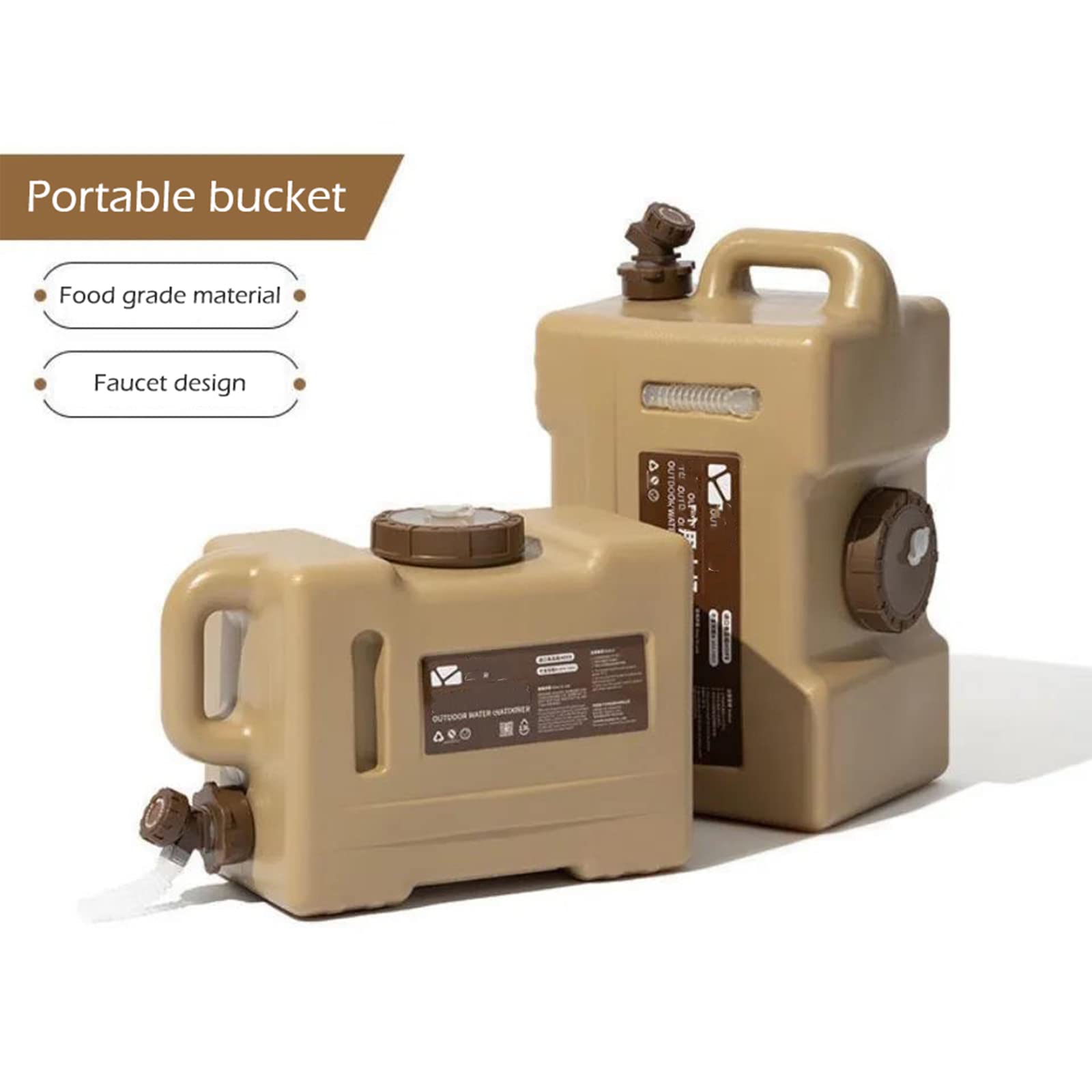 Cubo de Agua para Exteriores de PC de Grado Alimenticio de 13L/22L, Contenedor de Agua Embotellada con Asa y Grifo para Acampar, Pícnic, Senderismo, Beber al Aire Libre