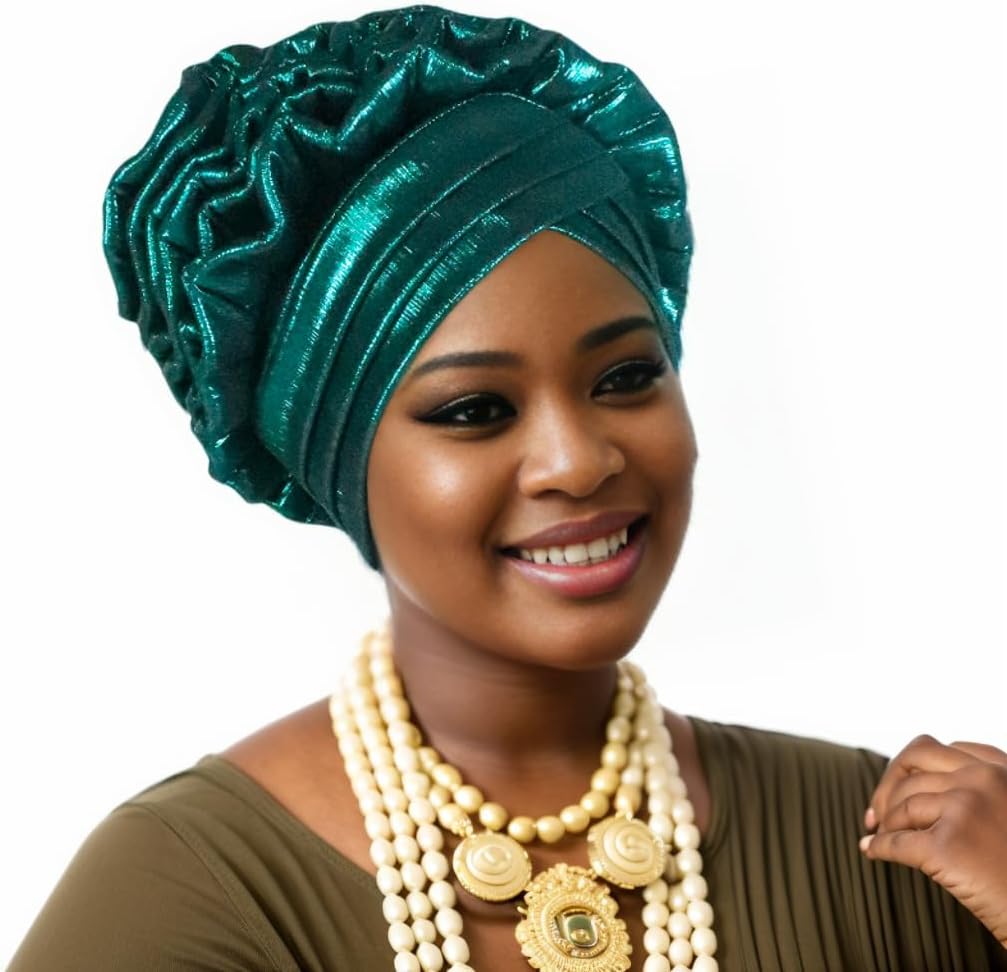 Elegant Women's Head Wraps Afrcian Female Turban Cap Nigeria Autogele Headtie