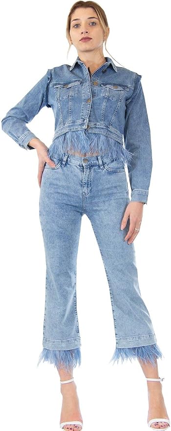 Twinset Milano Giacca in jeans con piume. 211TT2365 TAGLIA EU/IT 40 :  Amazon.it: Abbigliamento