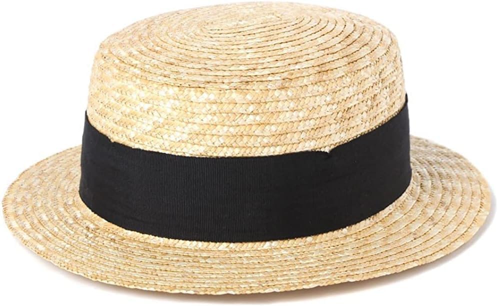 Amazon | カンカン帽 麦わら ストローハット 幅広リボン 天然