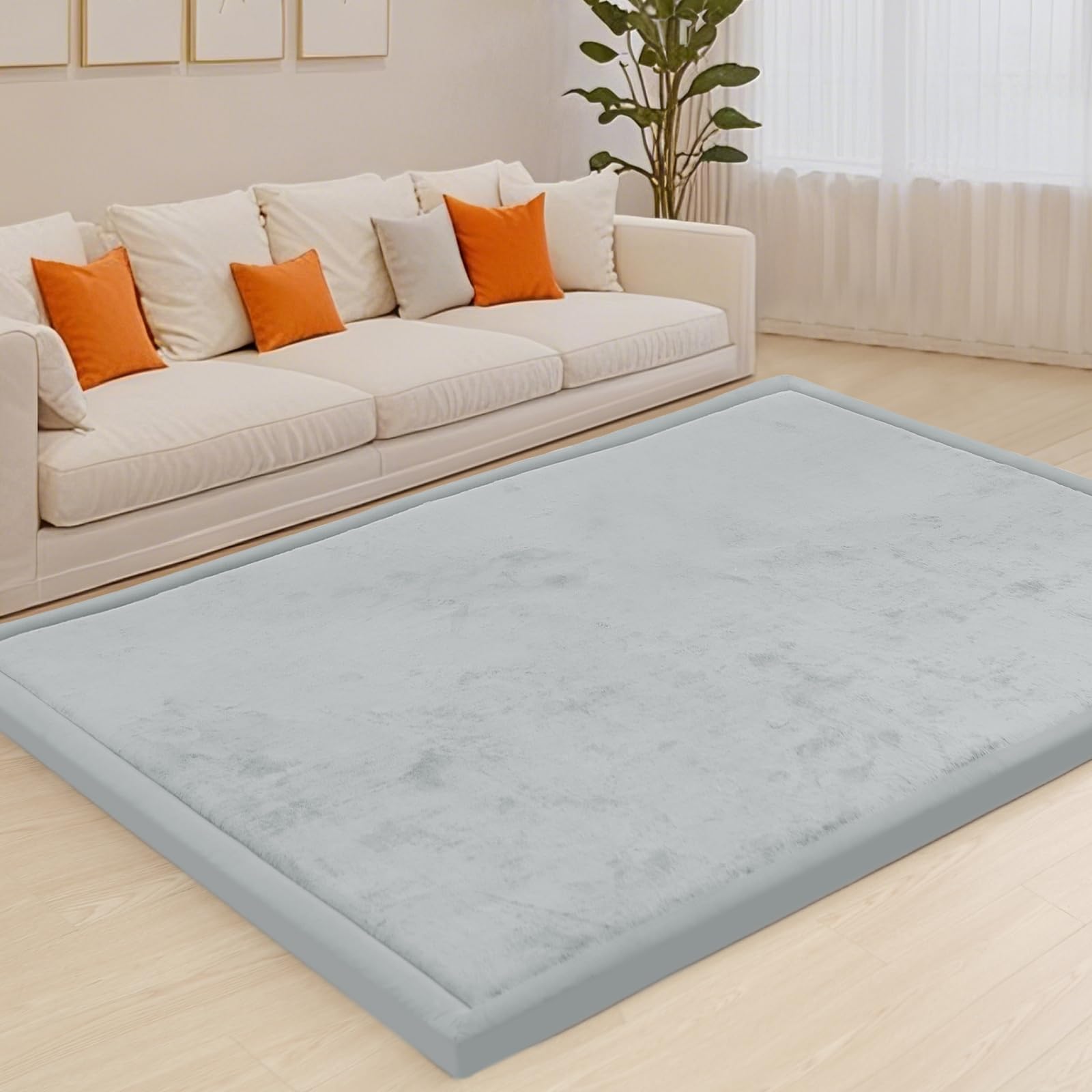 ACOMOPACK Baby Play Mat for Floor,1.3" Thick Memory Foam Area Rug for Living Room,Soft Velvet Crawling with Non-Slip Bottom for Kid,Toddler,59"×71"