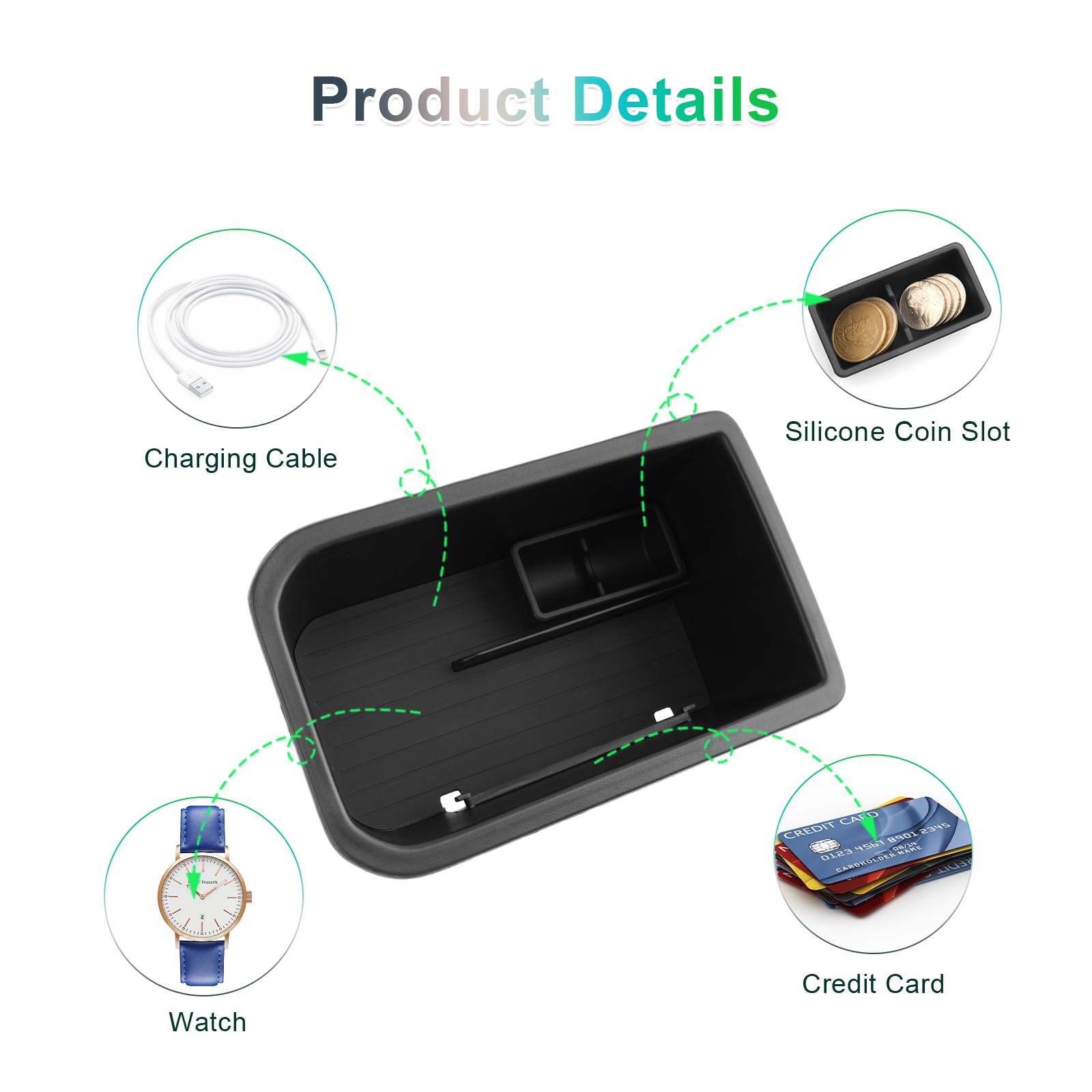 GAFAT Kompatibel mit Neu Cupra Terramar 2025 2026 Mittelkonsole Aufbewahrungsbox, Armlehne Organizer Ablagen für Terramar VZ 2.0/1.5 Hybird VZ, mit Silikon-Münzbox und Gummimatte