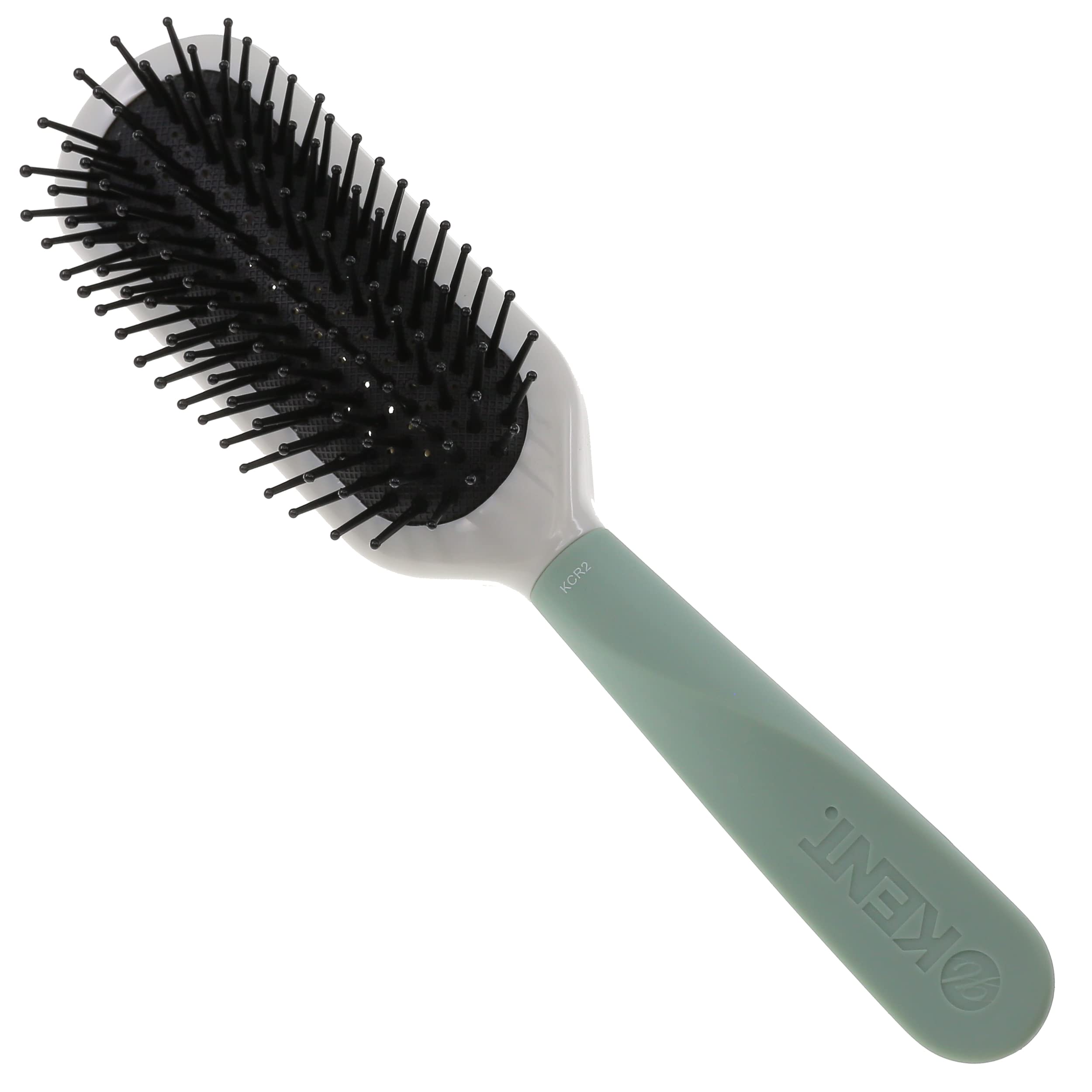 Kent KCR2 "Create" Vented Cushion Paddle Hair Brush for Blowdrying, Root Lift, and Volume in All Hair Types - Vent Brush with Green Ergonomic Handle