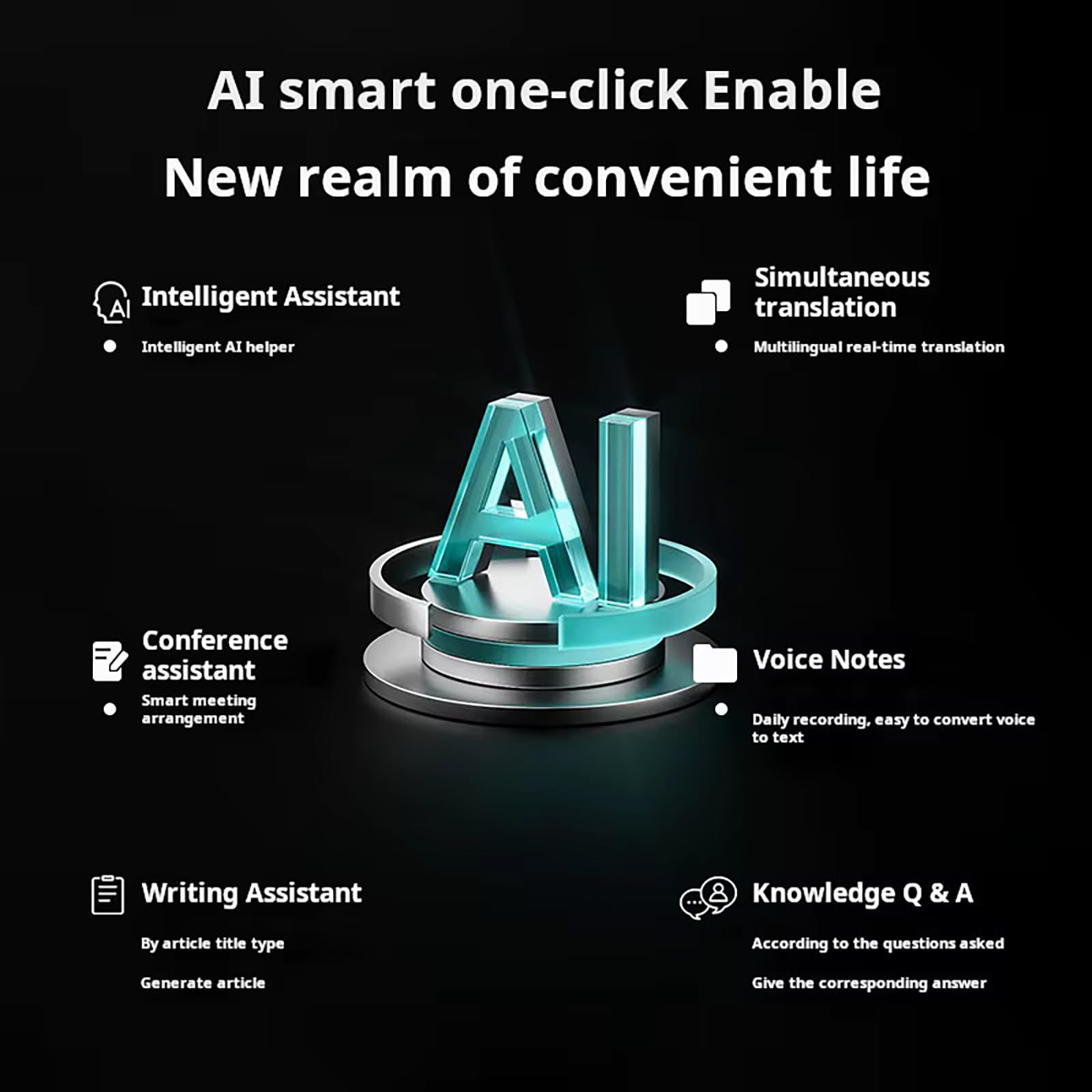 ELLENNE Auricolari IA Traduzione Simultanea Display Touch Colori NERO | ELLENNE - Auricolari IA con Traduzione Simultanea in Tempo Reale, Bluetooth, Cuffie Wireless AI, Display Touch Colori Hi-Fi