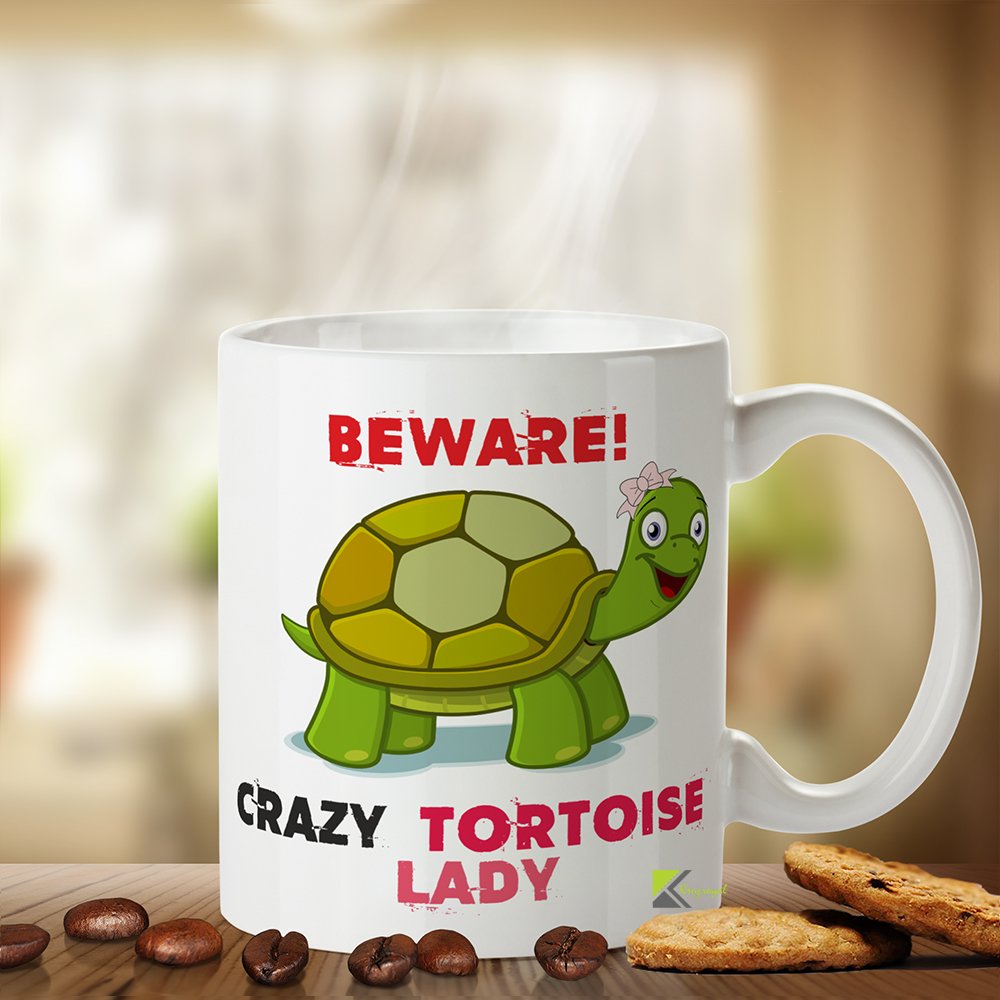 Kruzroyal White Beware Crazy Tortoise Lady Mug - 11Oz Ceramic Coffee Mug
