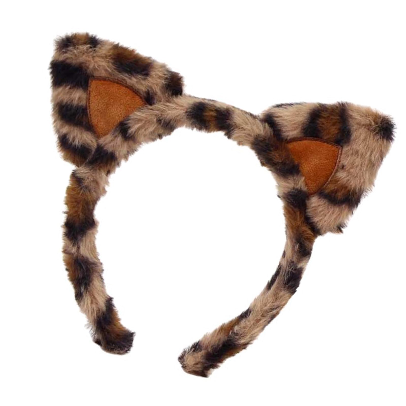 YUXITA Plush Print Cats Ears Headband Hair Hoop Nonslip Grip For Women Lady Soft Animal Ear Hair Accessory