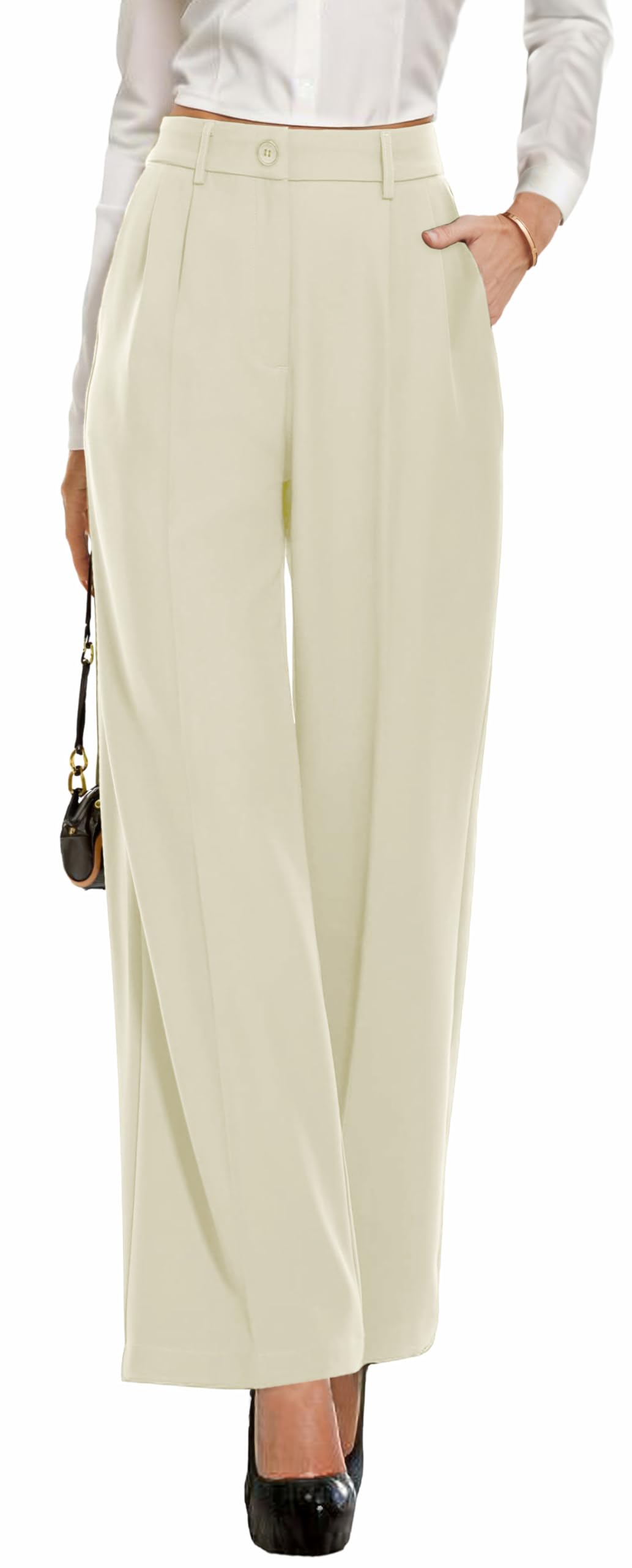 OLRIK Womens Dress Pants Wide Leg High Waisted Pants for Women Business ...