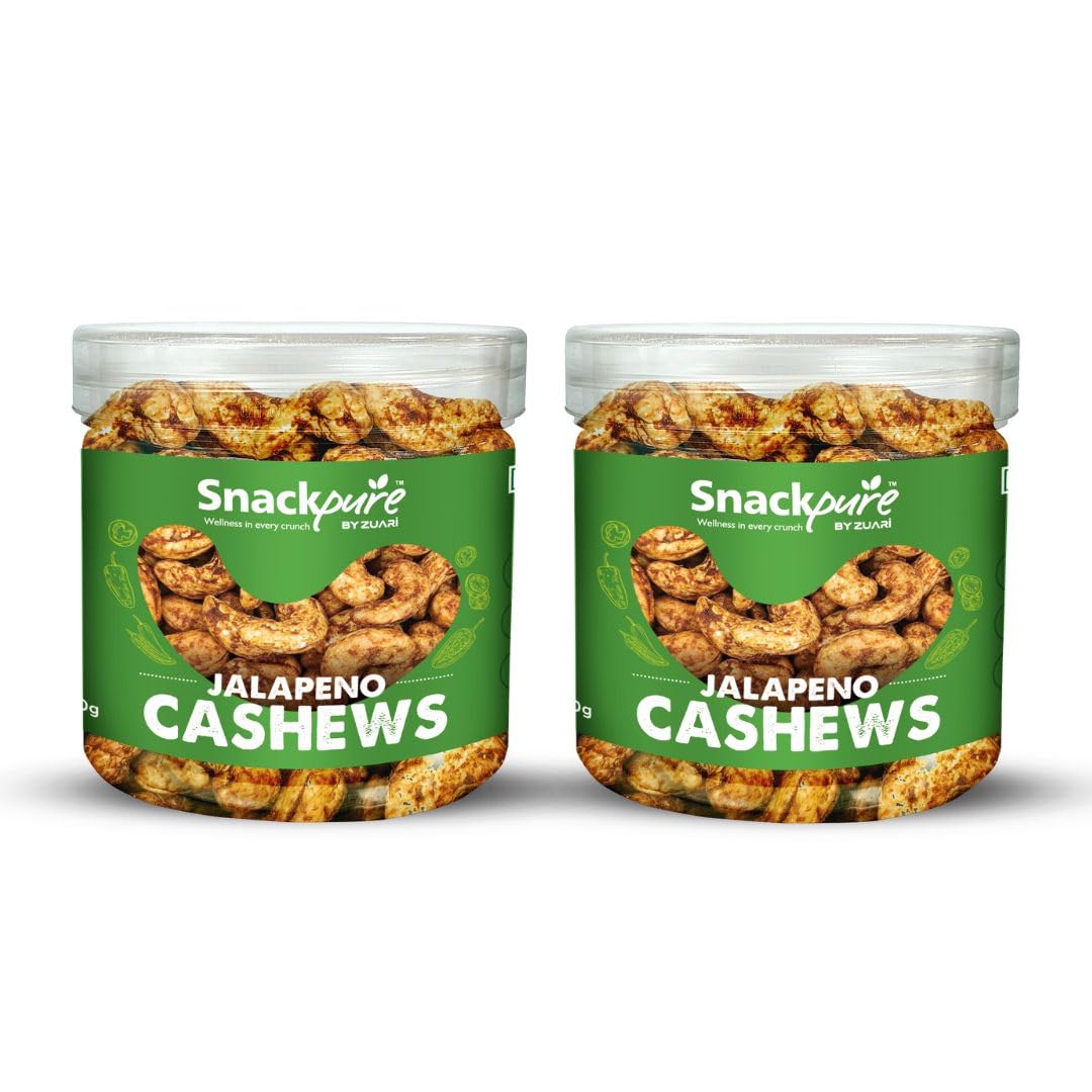 SNACKPURE BY ZUARI Roasted Masala Cashews - Jalapeno | Palm Oil Free | Rich in Protein | Spicy Jalapeno Flavored Cashews | Crunchy & Delicious Snack | Pack of 2, 180g Each (B0DGT1VKBP) Amazon Price History, Amazon Price Tracker
