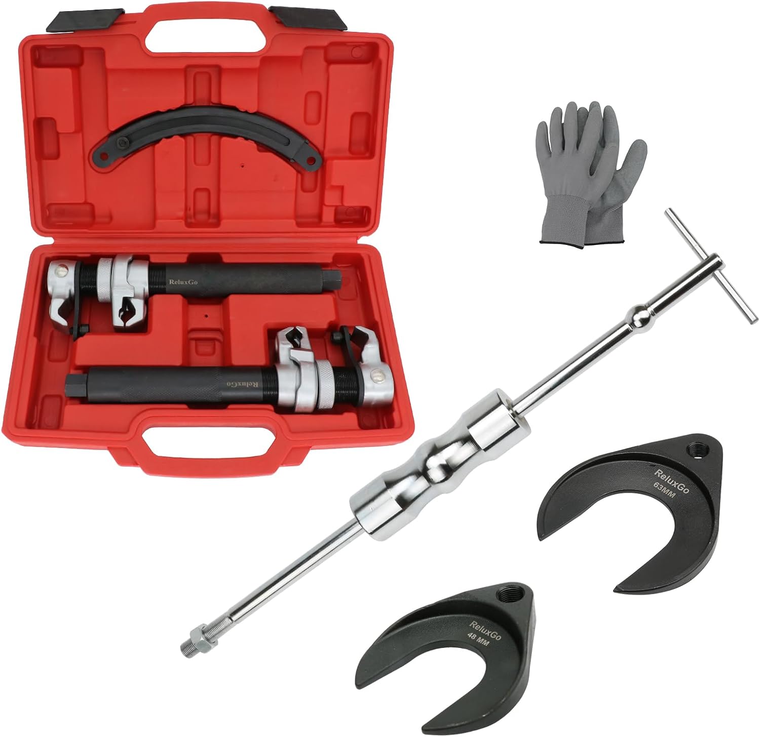 Coil Spring Compressor Tool Automotive 2 pcs Heavy Duty Macpherson Strut Spring Compressor Set with CV Axle Puller Removal Tool with 5/8"-18 Slide Hammer