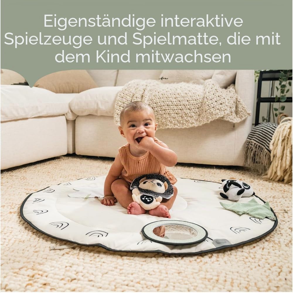 Tiny Love Luxe Developmental Gymini, Baby-Spielbogen mit Musik, ab 0 Monaten, Spielmatte für Babys, 20 Aktivitäten, musikalisches Mitnehmspielzeug, 12 Meilensteinkarten, Black & White Décor