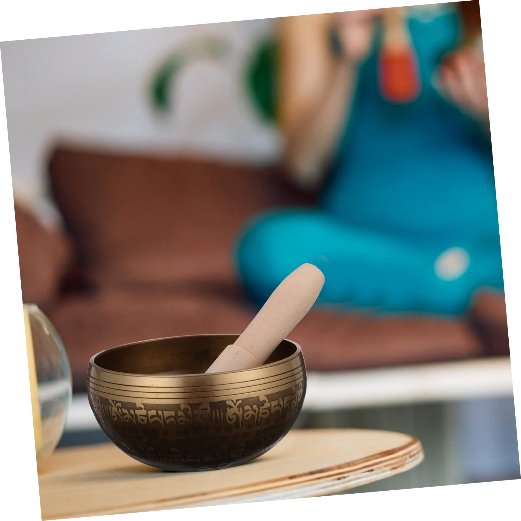 2 Sets Klangschale, tibetische Gong-Klangbadschalen, Gebetsschale, Klangschale mit Stab, Glocke, Meditationsschale mit Stab, tibetische Heilschalen, langlebige Meditationsschale, Yoga, Holzornament