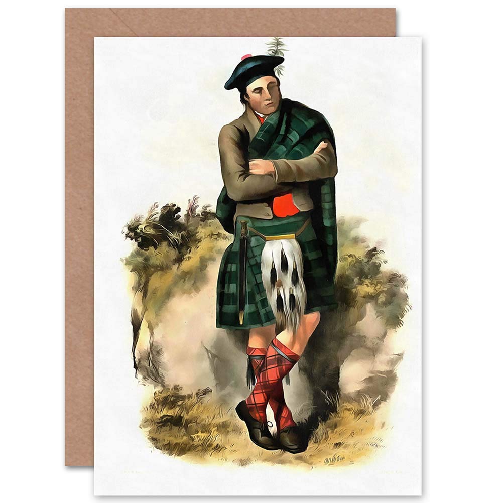 Wee Blue Coo PAINTING PORTRAIT HIGHLAND CLAN SCOTLAND TARTAN GRAHAM GREETINGS CARD