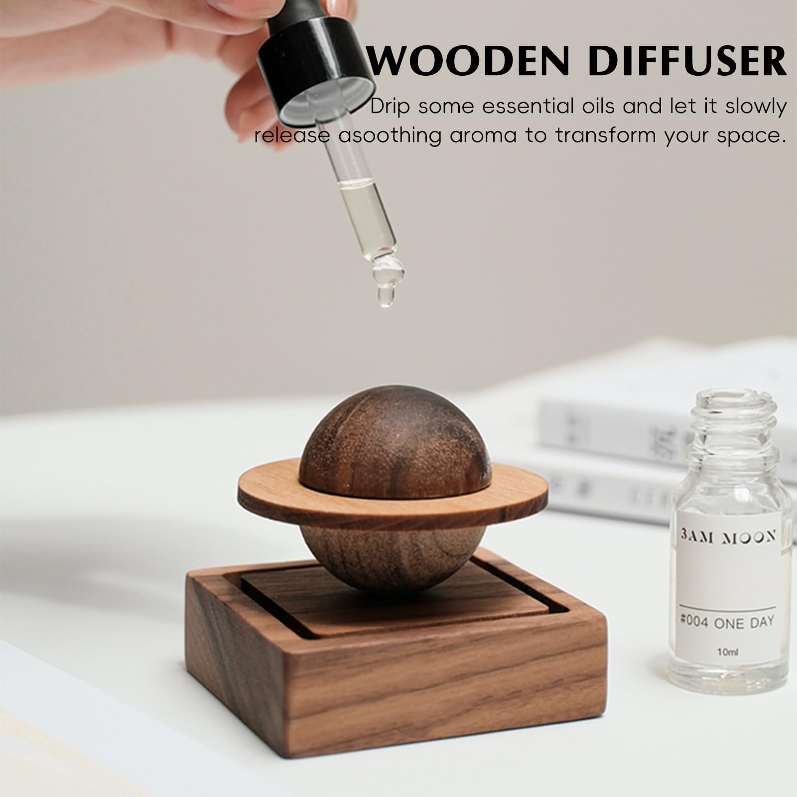 Amazon.com: TECHPLUS Planet Wooden Essential Oil Diffuser - Walnut