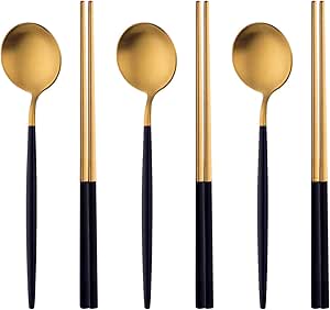 Wenasi Korean Stainless Steel Tableware Set Wheat Straw Bamboo Spoon Fork Chopsticks Gift Tableware 4-piece Set (fork Spoon Chopsticks Box - View #4