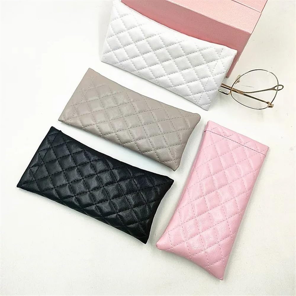 2/4/6 bolsas de piel sintética para gafas de sol, funda para gafas de sol, bolsillo con cordón, bolsa para teléfono móvil, funda de almacenamiento impermeable para gafas (blanco, 6 piezas),