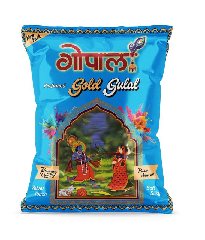 Gold Gulal | Vibrant and Safe Colored Powder for Holi, Festivals, Special Occasions, Parties, and Celebrations | Perfect for Adding Colorful Fun to Your Events | 80g Pouch Each - Pack of 6-image-42