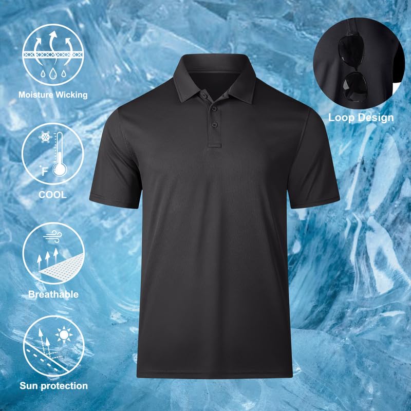 Long Sleeve Polo Shirts for Men Quick Dry Performance Polo T Shirts Collared Tactical Shirt Athletic UPF Golf Shirts2