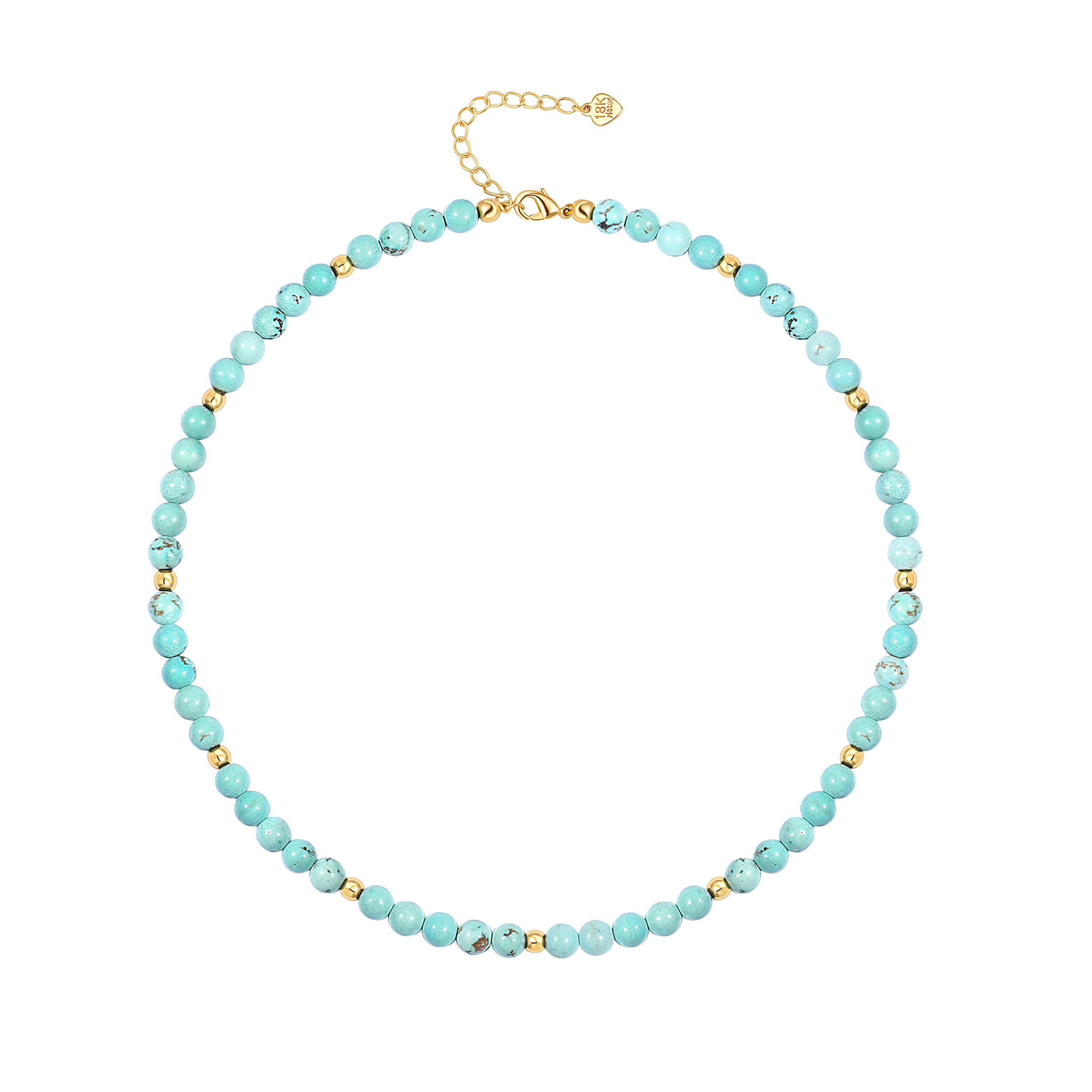 PEARLADA Turquoise Beaded Choker Necklace Chakra Stone Necklace Adjustable