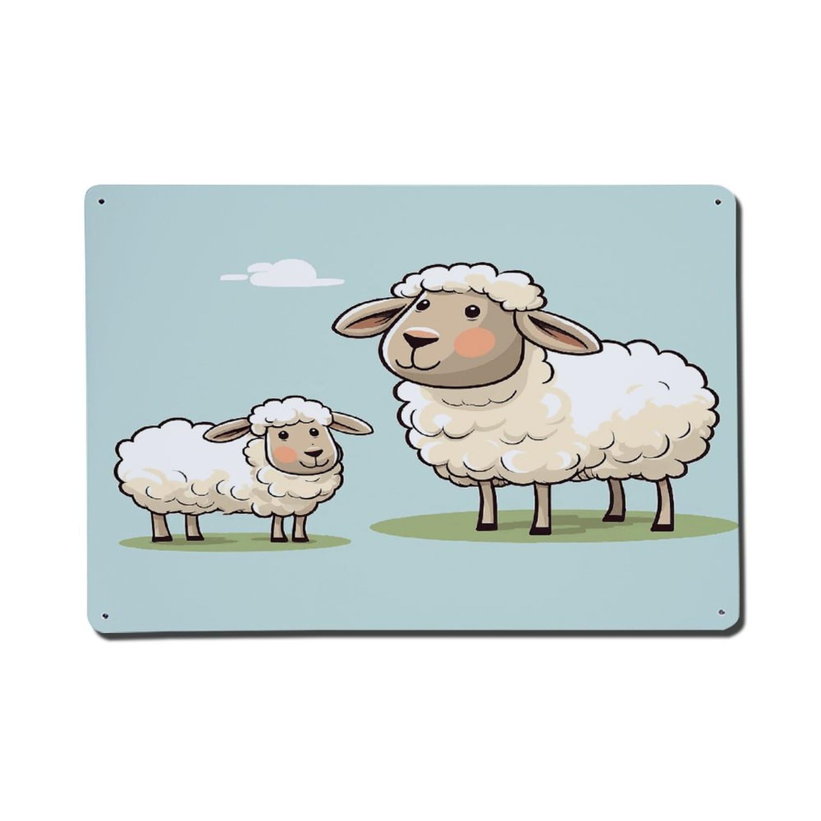 Adfgyerh Style Sheep And Lamb Cartoon Metal Signs Funny, Aluminum Tin Sign Indoor Outdoor Decor, Vintage Signs For Home Office Kitchen Bar Cafe Garden Farmhouse Wall Decor
