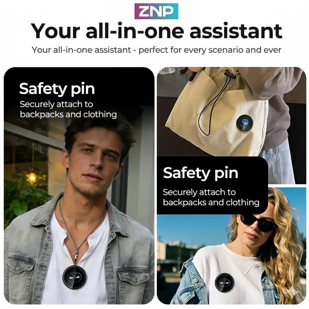 AI Badge Traduttore Simultaneo Vocale con 60 lingue in tempo reale, Smart E-Badge portatile con schermo LCD HD, Bluetooth 6.0, traduttore vocale per viaggi, affari
