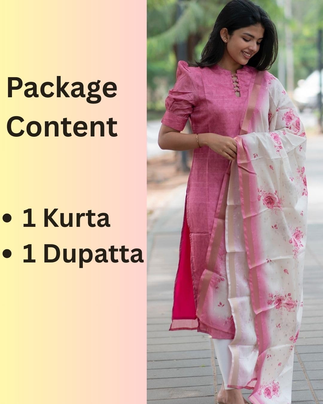 Sun Fashion And Lifestyle Women’s Chanderi Straight Stitched Printed Kurti with Printed Organza Dupatta for Women