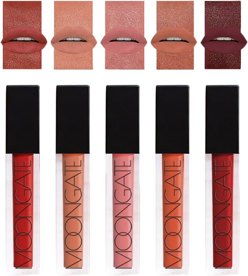 5Pcs/Set Long Lasting Non-stick Cup Lipstick Makeup Set, Stay All Day Waterproof Matte Cosmetic Lip Glosses Lip Glaze