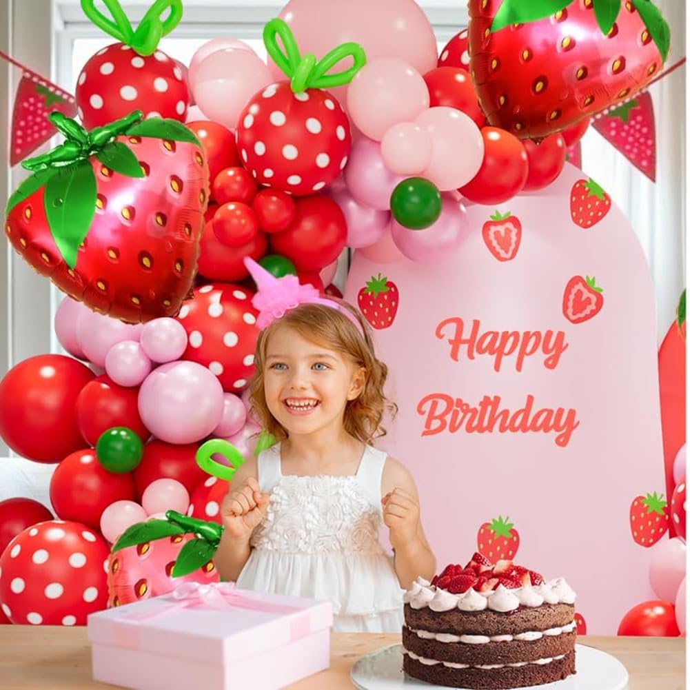 Kit Ghirlanda Palloncini A Tema Fragola Per Feste Di Compleanno Ragazze – Palloncini Rossi, Bianchi E Pois - 3