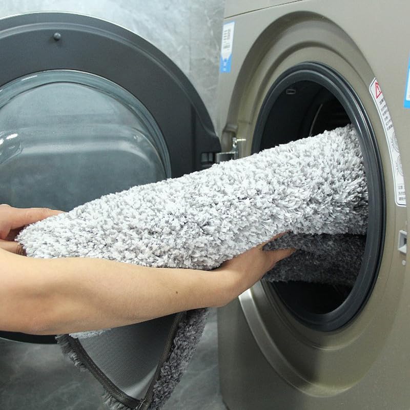 Miniatura 6 de Alfombra de baño de microfibra suave para baño antideslizante (gris, 50 a 23.6 in)