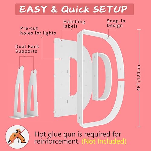 Vista 163 de Marco de números iluminados de 4 pies precortado, números de marquesina gigante, números 7, números de mosaico para globos, decoraciones de Número