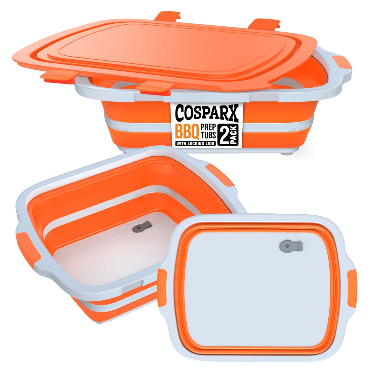 COSPARX 2-Pack XL Collapsible BBQ Prep Tub