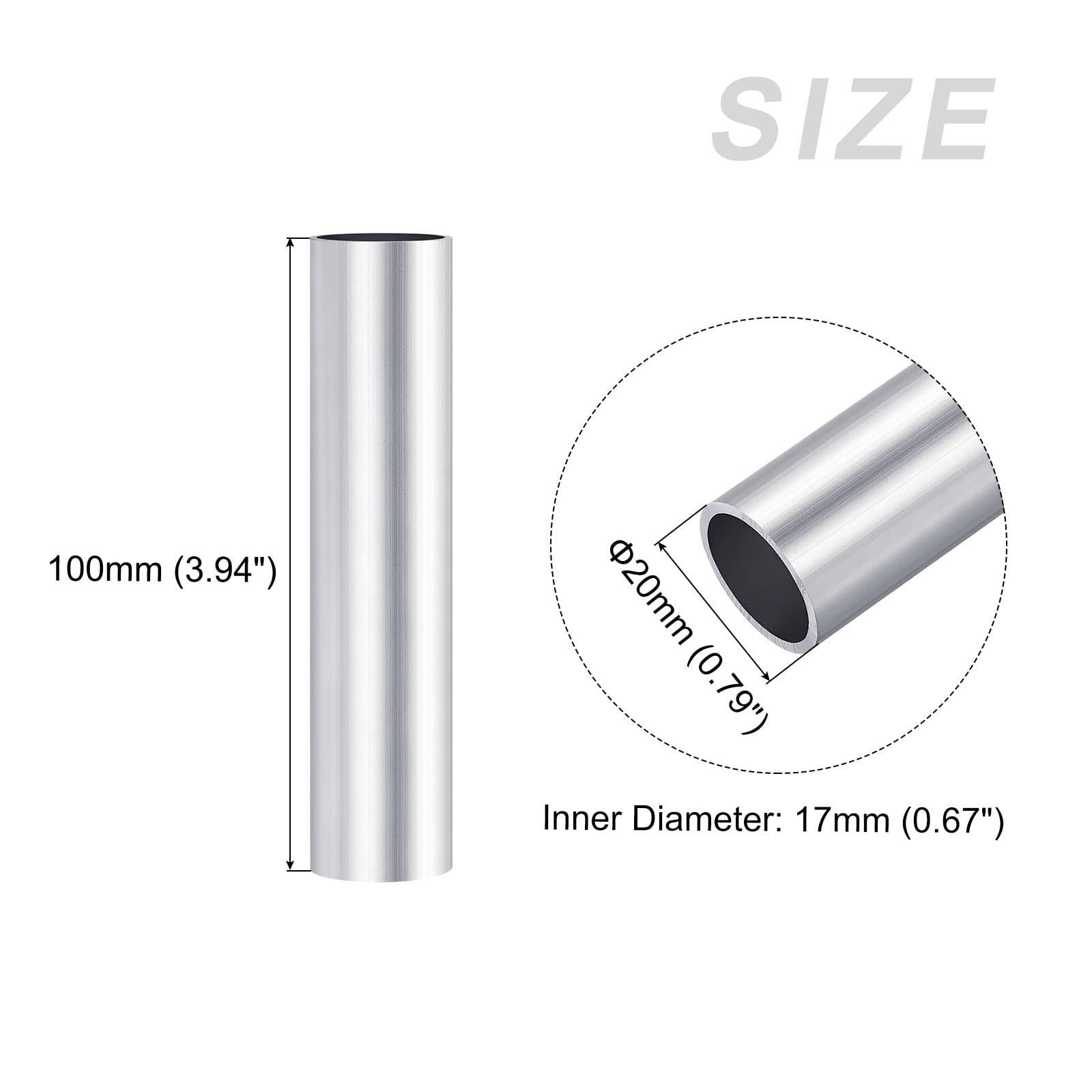 Tubo In Alluminio 6063 20mm X 17mm X 100mm - 2 Pezzi Per Fai Da Te - Foto 3