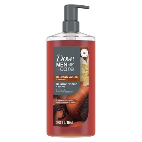 DOVE MEN Moisturizing Body Wash | #1 Dermatologist Body Wash for Men, Sulfate Free, Paraben Free, & Dye Free | Bourbon Vanilla + Hazelnut, 26oz