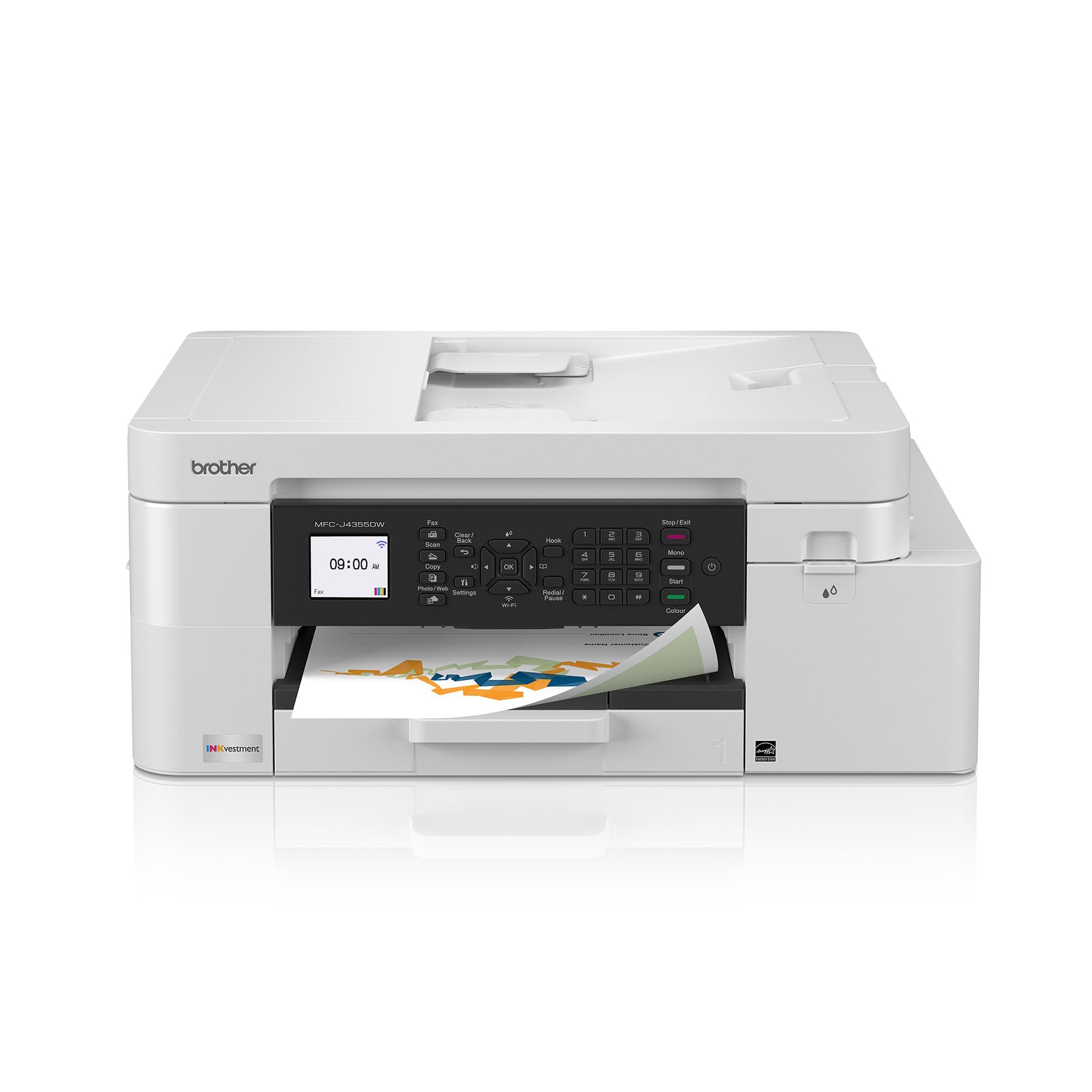 Brother INKvestment MFC-J4355DW Colour Inkjet All-in-One Printer, Copier, Scanner, Wirelesswith 1.8” Color Display and Starter Cartridges