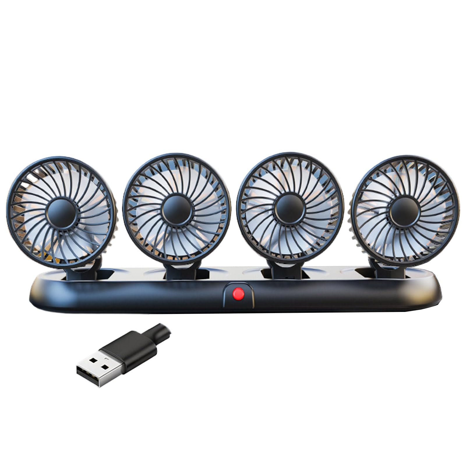 NRVTRE 4 Head Cooling Device Powerful Car Fan with USB Power Supply and Secure Finger Guard Cooling Owner Fan Texture Foldable Car