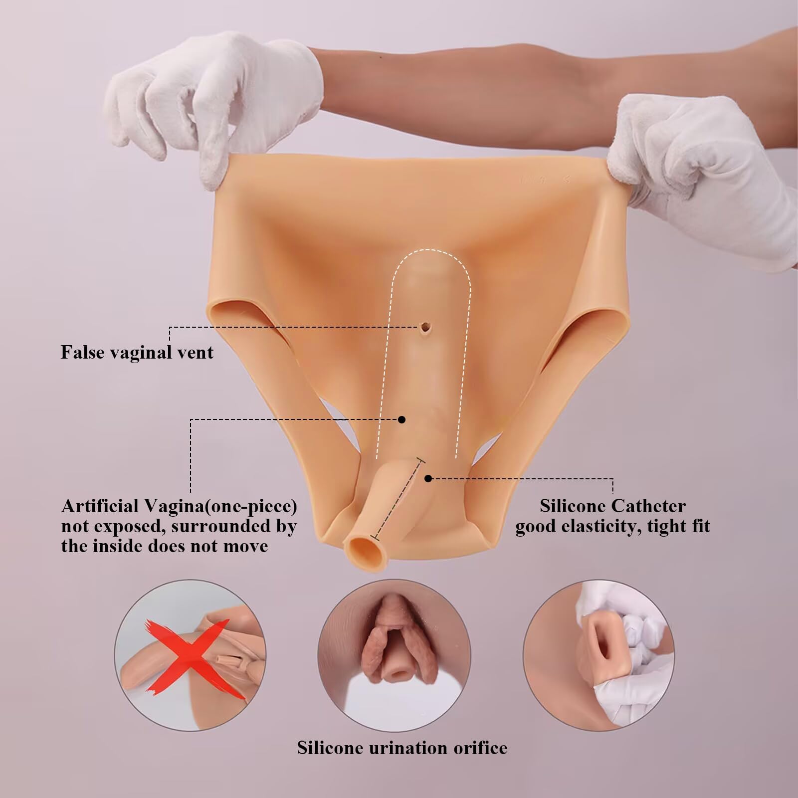 Silikon Gaff-Slips – Fake-Vagina-Panties, Camel Toe verdeckend, Crossdressing-Unterwäsche für Transgender
