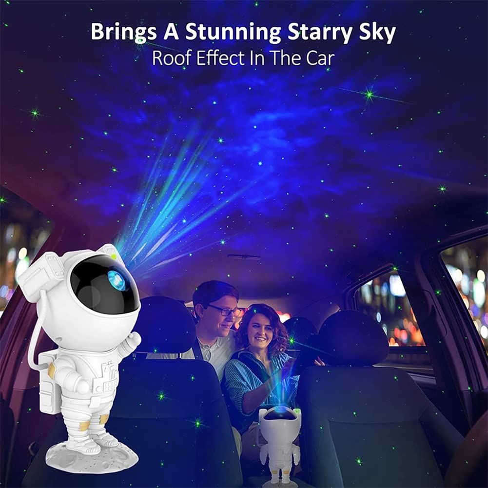 WOLONG Lámpara proyección astronauta,Robot Starry Sky Lights Proyector luz nocturna,Proyector regulable Galaxy Starlight con control remoto,Proyector giratorio luz estrellas y ondas agua