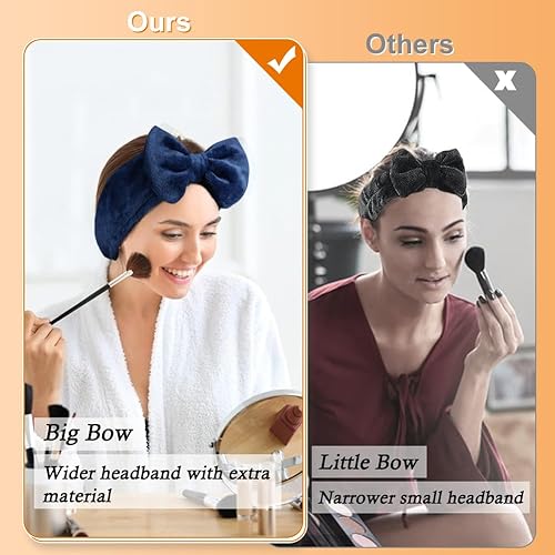 Miniatura 2 de Shintop Diadema de lavado facial, diadema suave de spa, diadema de maquillaje de vellón con lindo lazo elástico para el cuidado de la piel y duchas