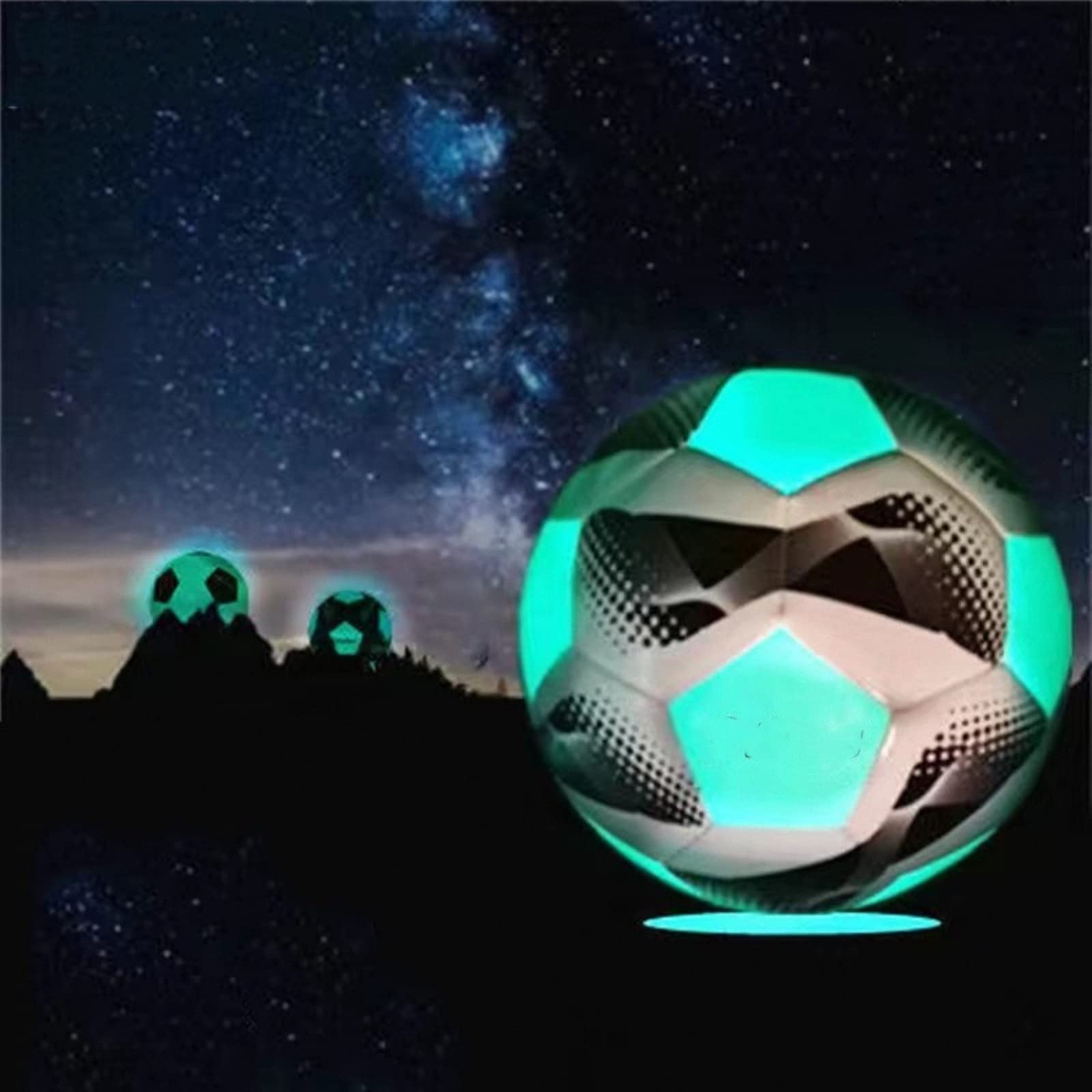 Balón de fútbol Luminoso holográfico con Bomba,Pelota Brillante Fluorescente al Aire Libre,Juego Entrenamiento 4/5 tamaño para niños Brilla Ilumina Football Reflectante