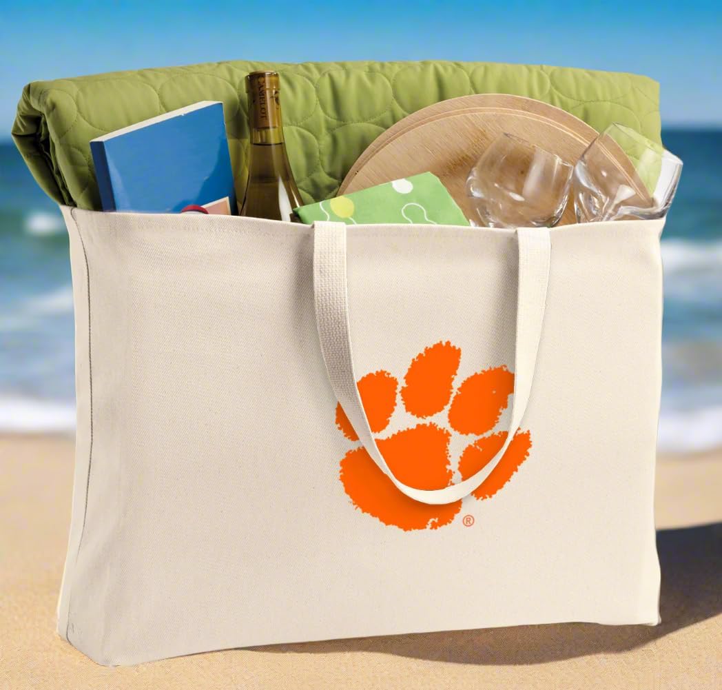 Broad Bay JUMBO Clemson University Tote Bag or Large Canvas Clemson Tigers Shopping Bag
