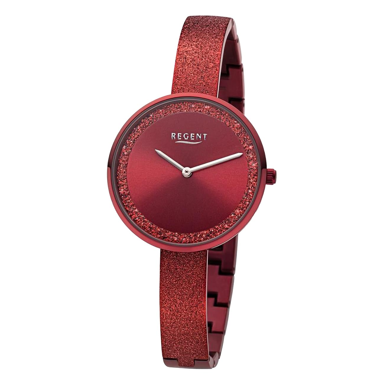 Regent Uhr Damen Edelstahl Halbspange Glitzer Quarz Analog Modell BA-688
