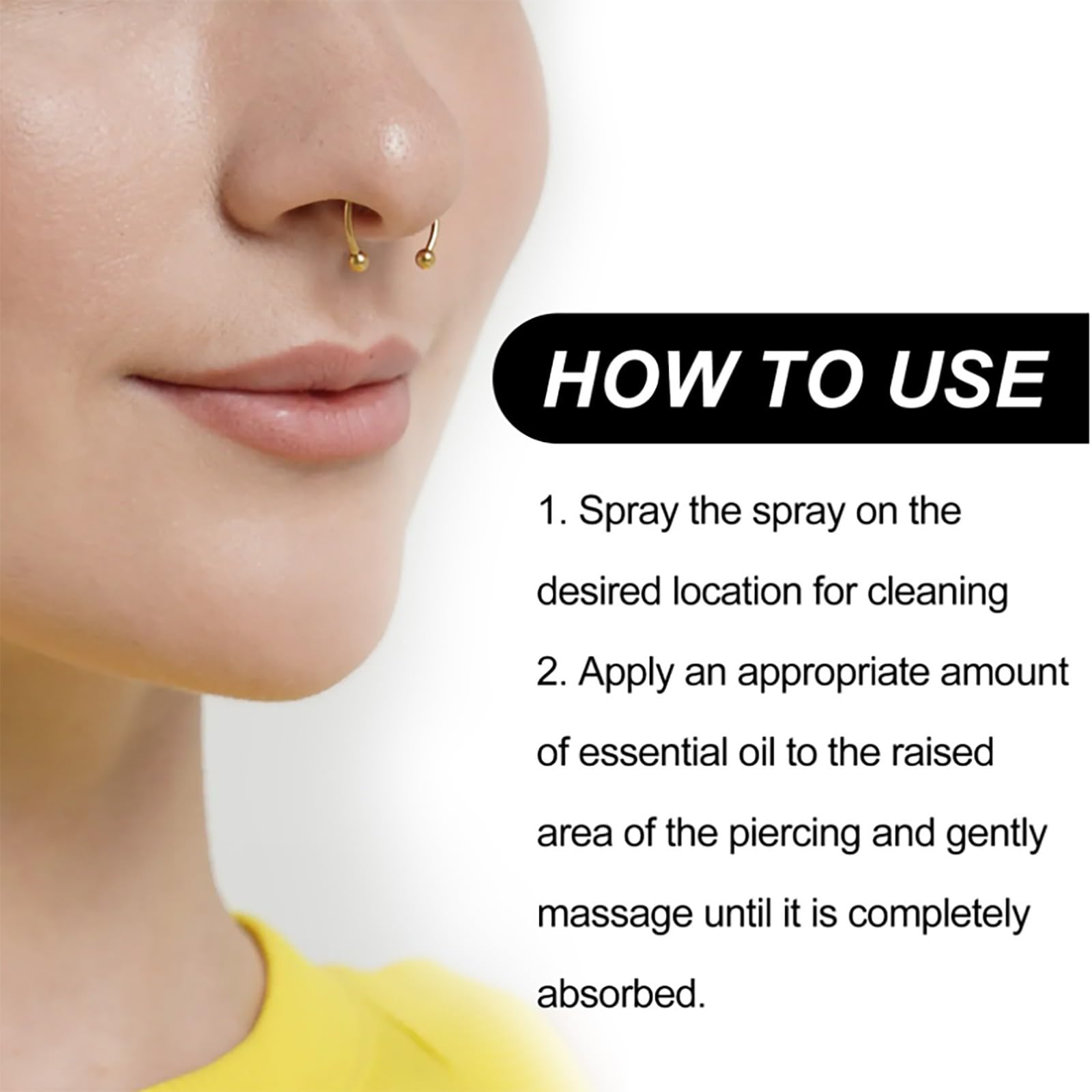 Piercing-Set, die Beschwerden von Ohrpiercing, Ohrpiercing-Lösung, 60 ml + Piercing-Bump-Lösung, 10 ml Ohr-Licht-Plektrum