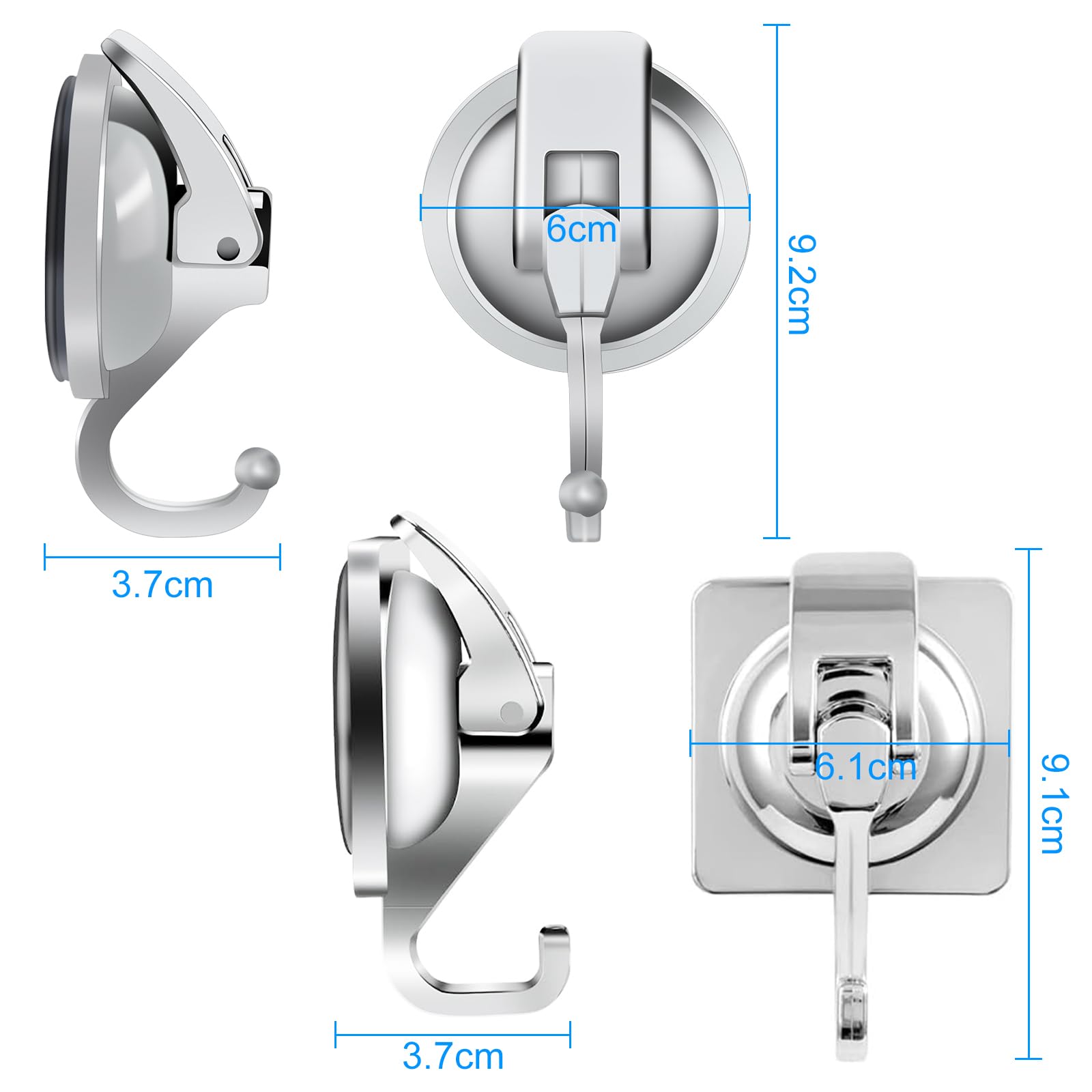 2 Pezzi Ganci Ventosa per Bagno Doccia Cucina Resistenti 5KG Senza Foratura Portasciugamani con Ventosa Ganci per Asciugamani Ganci Muro per Appendere