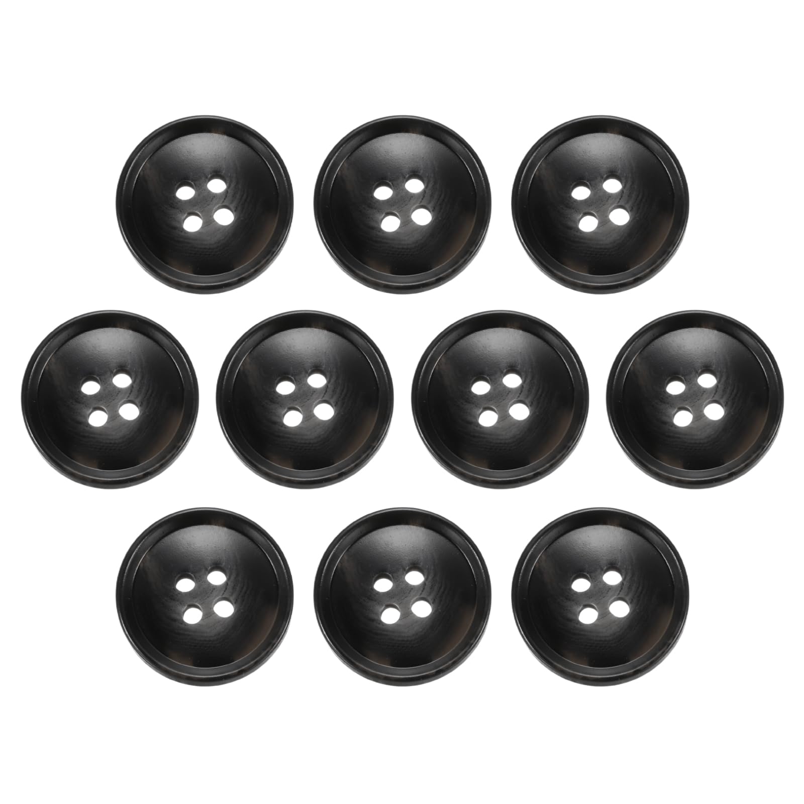 sourcing map 10pcs Resin Sewing Button, 20mm 3/4-Inch 4 Holes Round Pattern Flatback Buttons for Coat, Suits, Clothes Garment & DIY Crafts, 7#Black